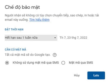 Bật chế độ bảo mật email với mật khẩu