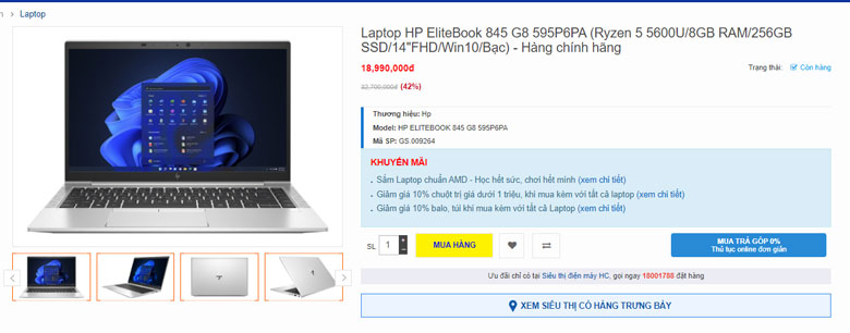 Top 5 Laptop AMD 2022 Hiệu Năng Cực Đỉnh - Laptop HP Ellitebook 845 G8 Ryzen 5 5600U