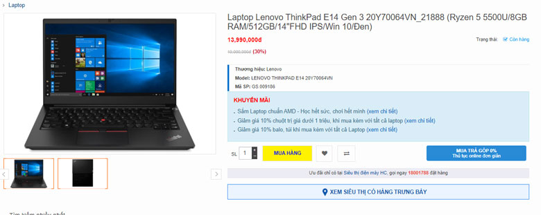 Top 5 Laptop AMD 2022 Hiệu Năng Cực Đỉnh - Lenovo Thinkpad E14 Gen 3 Ryzen 5 5500U