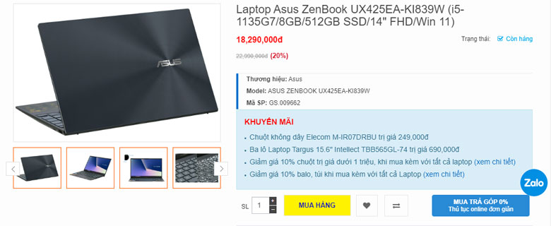 Laptop Asus ZenBook UX425EA-KI839W