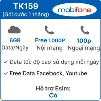 Sim Mobifone TK159 6GB/Ngày - Gói cước 1 tháng