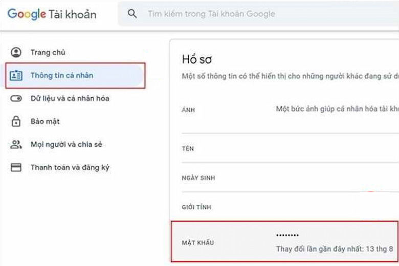 cách đổi mật khẩu gmail