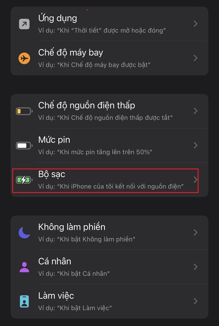 cách cài định vị iPhone mỗi khi cắm sạc pin