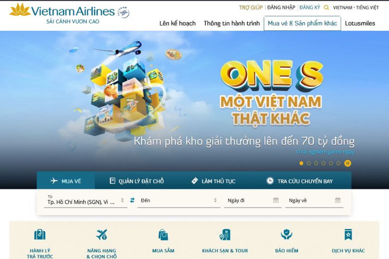 đặt vé máy bay vietnam airlines